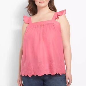 NWOT Lane Bryant Classic Square-Neck Embroidered Tank in Pink 🩷 Size 18W